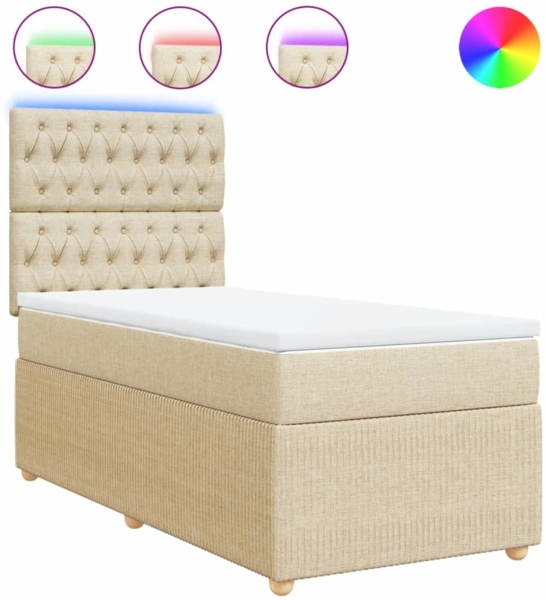 vidaXL Boxspringbett mit Matratze Creme 100x200 cm Stoff 3294279