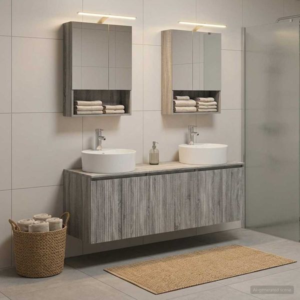 vidaXL Badezimmerschrank-Set 5 pcs Grau Sonoma Holzwerkstoff 3406444