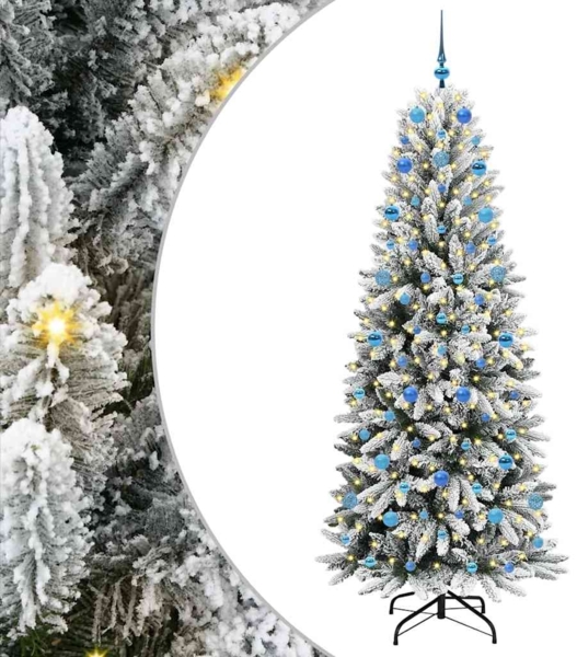 vidaXL Künstlicher Weihnachtsbaum mit 300 LEDs mit Ständer Weiß 210 cm 3396064