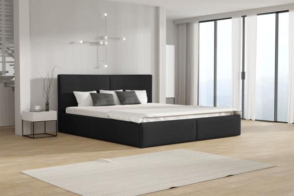 Polsterbett Doppelbett BERGEN Komplettset 160x200cm Stoff Freya Schwarz