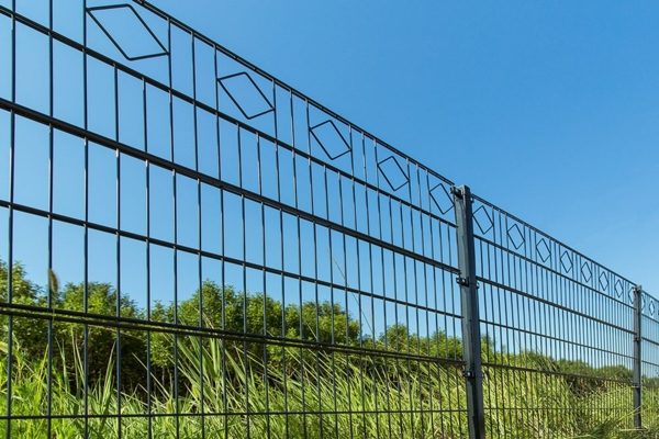 HOME DELUXE Doppelstabmattenzaun Schmuckzaun Raute inkl. Eckpfosten Anthrazit/Grün MORATA - 120 cm x 50m ohne Eckpfosten