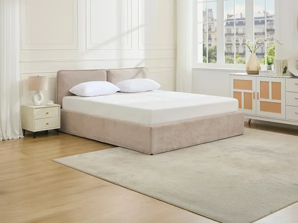 Vente-unique - TENESE Bett Stoff Beige - B 225 cm x H 95 cm x L 193 cm