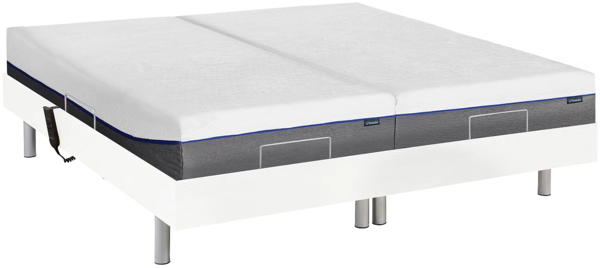 Relaxbett elektrisch mit Tellermodulen + Matratzen mit Memory Schaum - 2 x 70 x 190 cm - Weiß - HESIODE III von DREAMEA Bild 2