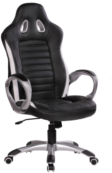 Bürostuhl SPA Leder Optik Schwarz Gaming Chefsessel mit Armlehne gepolstert 110 kg Sport-Sitz Drehstuhl Kopfstütze Race Schreibtischstuhl Gamer Design Modern Drehsessel Racing