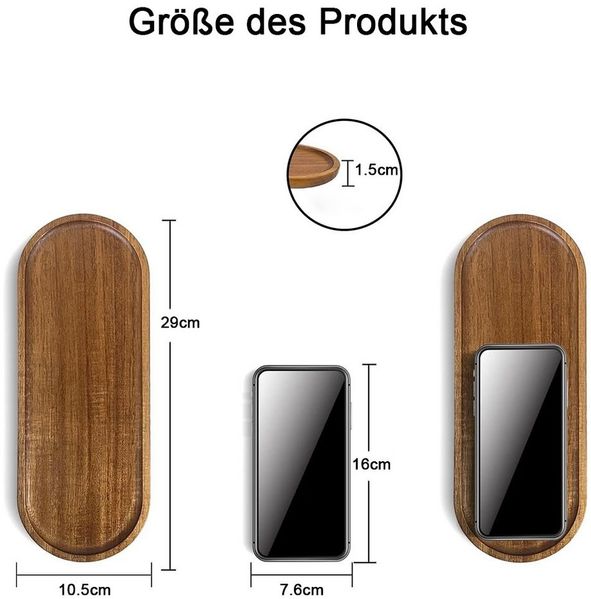 TUWENA Tablett 2 Stück Serviertabletts aus Holz, ovale Holzteller