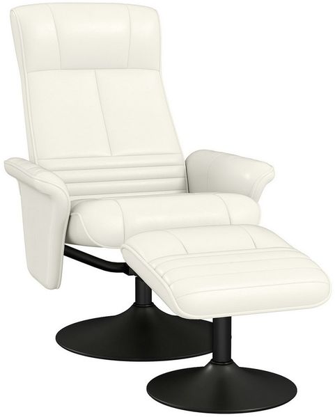 HOMCOM Relaxsessel Liegesessel mit Fußhocker, verstellbare Rückenlehne (Fernsehsessel, 2-St, TV-Sessel), für Wohnzimmer, Schlafzimmer, Mikrofasertuch, Cremeweiß