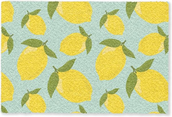 MuchoWow Fußmatte Muster Zitronen - Gelb - Blau - Muster - Früchte, Rechteckig, innen Schmutzfangmatte, Tür, Schmutzfänger Flur, Teppich 60x40 cm