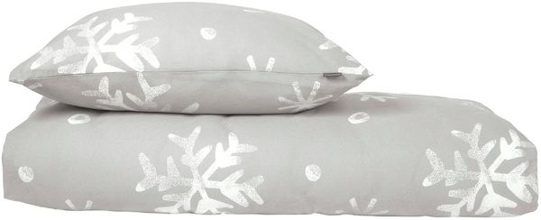 Schiesser Winter Bettwäsche Set Skadi mit weißen Schneeflocken auf superweichem Feinbiber, Farbe:Grau, Größe:135x200 cm Bild 2