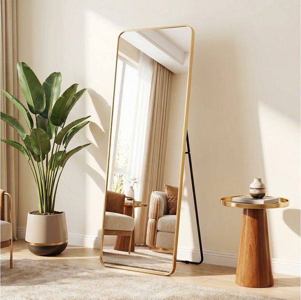 OTTO home Spiegel Standspiegel Addrik, wahlweise in 2 Größen 150x40 cm oder 160x50 cm (als Wandspiegel und Standspiegel einsetzbar, Rahmen aus Metall), Ganzkörperspiegel mit Sicherheitsglas, in verschiedenen Farben