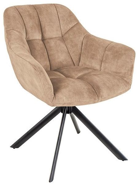 riess-ambiente Polsterstuhl PAPILLON champagner greige / schwarz - Samt, 180° drehbar, Armlehnen (Einzelartikel, 1 St), Drehstuhl mit Auto-Return Funktion & Metallbeinen- ideal f. Essbereich