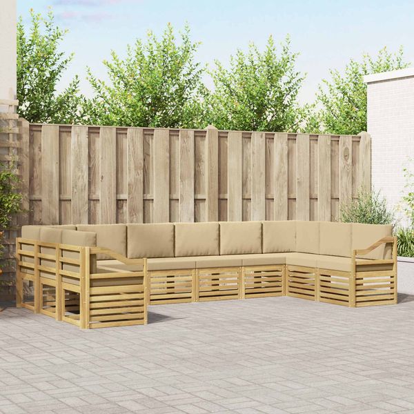 vidaXL Ecksofa Set 10 pcs Weiß und Beige 363 x 185,5 x 73 cm Polyester 3392603