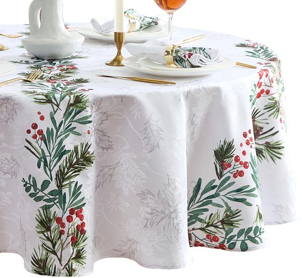 Elrene Home Fashions Stechpalmenbeeren-Tischdecke, rund, 177,8x177,8 cm