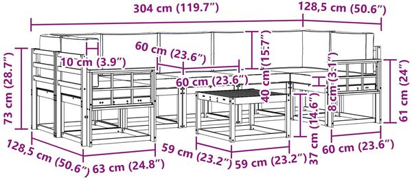 vidaXL Outdoor-Sofagarnitur 6 pcs 3387397 Bild 7