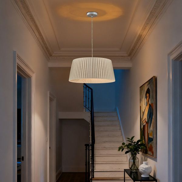 STANBOW Deckenleuchte Deckenlampe mit Pillise-Stoffschirm, Hängelampe, Modern-Skandinavisch, ohne Leuchtmittel, Pedellampe, Ess-, Wohn- & Schlafzimmer, 150 cm, E27, Höheverstellbar