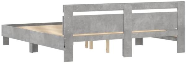 vidaXL Bettgestell mit Kopfteil und LED-Beleuchtung Betongrau 3207521 Bild 9