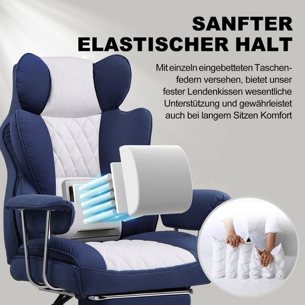 GTPLAYER Gaming-Stuhl Gaming Stuhl, Gamer Stuhl, Ergonomischer Bürostuhl Stoffoberfläche (Packung), Schreibtischstuhl Chefsessel mit Fußstütze höhenverstellbar kunstleder