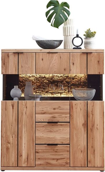 Innostyle Highboard Donna Highboard, 122x144x42 (BxHxT) (1 St), Beleuchtung optional bestellbar, 3 türig, 2 Schubkasten, Softclose