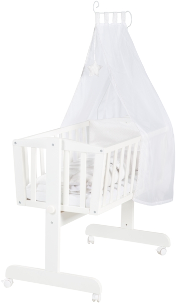 roba Babywiege, Stubenwagen ‘Fox & Bunny' weiß, mit Ausstattung, und Feststellfunktion