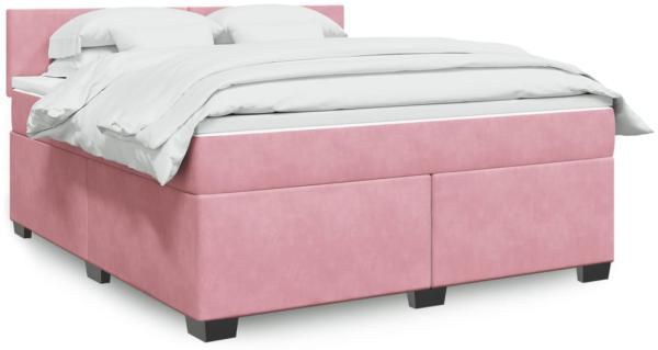 vidaXL Boxspringbett mit Matratze Rosa 180x200 cm Samt 3288677