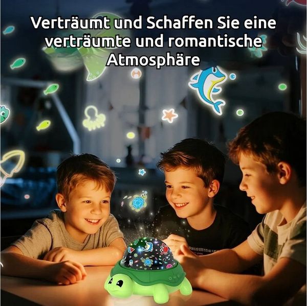 QUBEBU LED Nachtlicht Schildkröte LED Sternenhimmel Projektor Ozean Meereswelt Nachtlicht, Kinder Geschenke, LED fest integriert, Beruhigendes Nachtlicht Sternenprojektor, 5 Farben, Ozean, Sternen, Baby Einschlafhilfe Schreibtischlampe, Kinderzimmer, S...