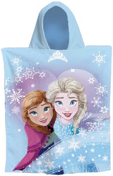 Disney Frozen Winter Fun Kinder Poncho mit Kapuze aus 100 % Baumwolle für Schwimmbad