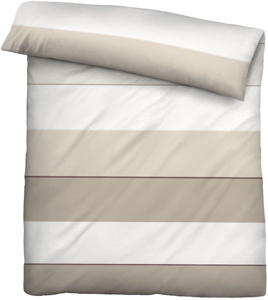 biberna Mako-Satin Bettwäsche 0615210 BLOCKSTREIFEN, kitt, 1x 135x200 cm + 1x 80x80 cm