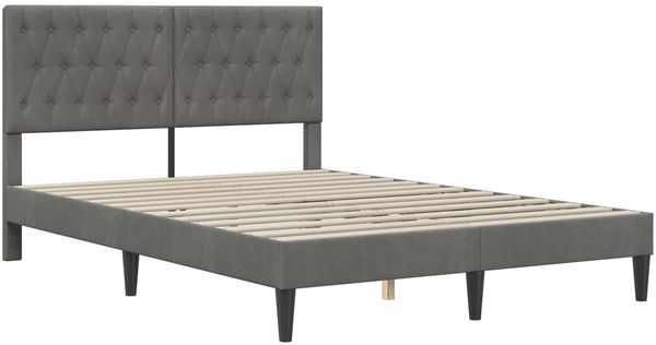 vidaXL Bettrahmen mit Kopfteil Dunkelgrau 140 x 200 cm Samt 42027668 Bild 3