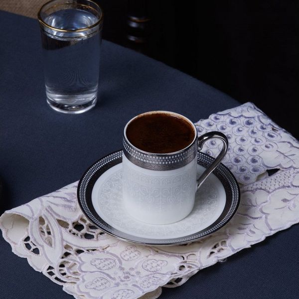 Karaca Kaffeeservice Karaca Royal Bone Kate 90ml Kaffeettase mit Untertasse für 6 Personen