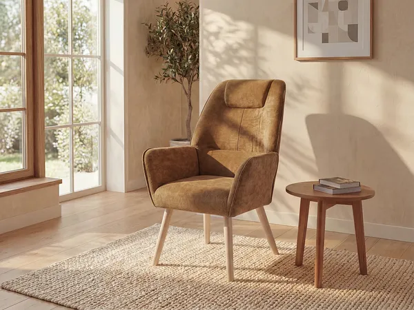 Vente-unique - OSIMO Sessel Stoff Braun - B 71 cm x H 92 cm x L 62 cm