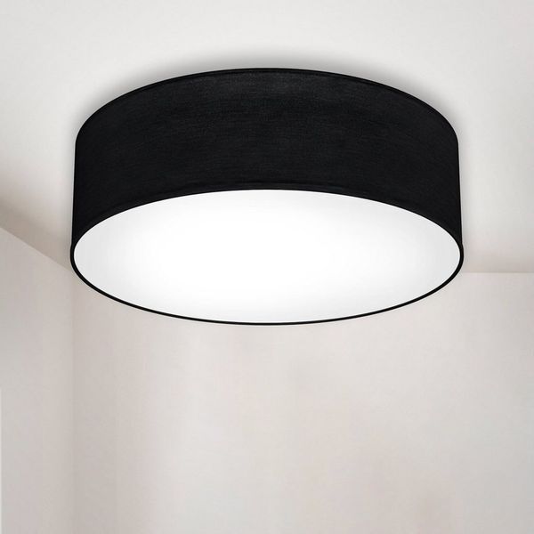 B.K.Licht - Deckenlampe mit Lampenschirm aus Stoff, E27 Fassung, max. 40 Watt, Deckenleuchte, Lampe, Wohnzimmerlampe, Schlafzimmerlampe, Küchenlampe, Deckenbeleuchtung, 30x10 cm, Schwarz
