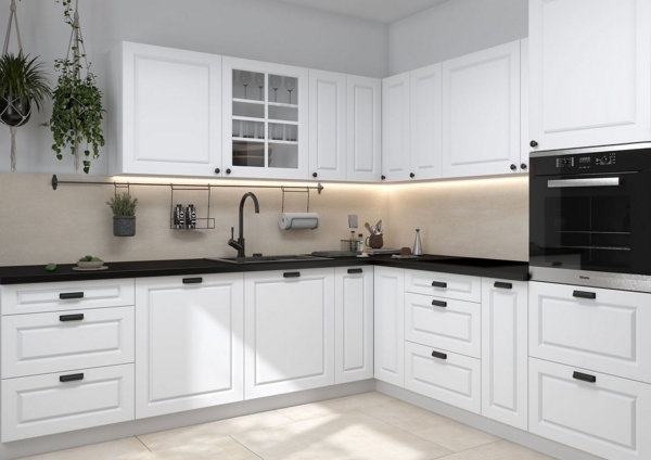 L-Form Küchenzeile PESCARA Küche 290x240cm weiß signalweiß Ausführung weiß