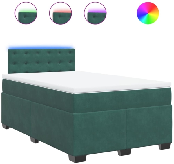 vidaXL Boxspringbett mit Matratze Dunkelgrün 120x190 cm Samt 3288573