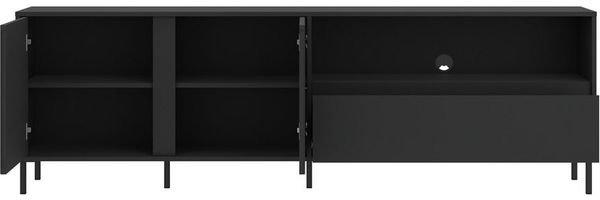 Lomadox Lowboard AMELIA-129, Fernsehschrank 207,8 cm anthrazit mit Rillen 2 Türen 1 Schublade