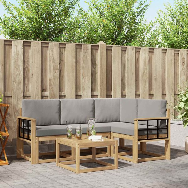 vidaXL Outdoor-Sofagarnitur 5 pcs Weiß und Hellgrau 59 x 59 x 37 cm 3387605