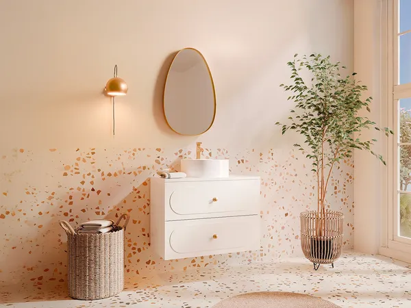 Vente-unique - SATOBAL Waschbeckenmöbel Holz, Platte Weiß - B 46 cm x H 60 cm x L 80 cm