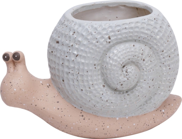 TrendLine Pflanztopf Schnecke Ton 21,5 x 14 cm grau rosa