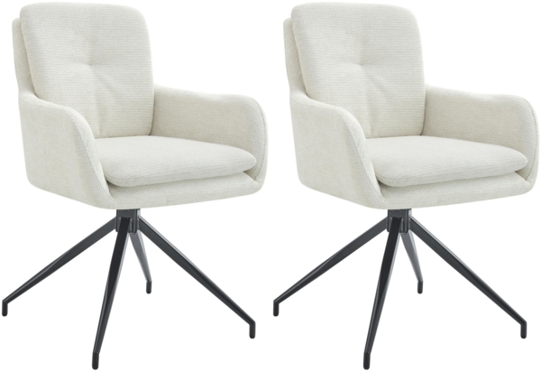CLP 2er Set Esszimmerstühle Pickett Stoffbezug 180° Schwenkfunktion bis 150 kg,creme