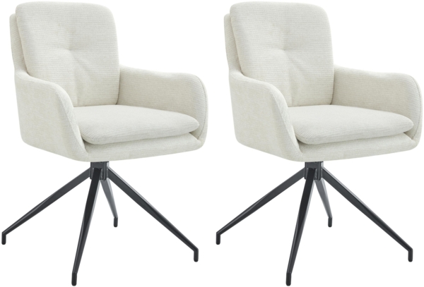 CLP 2er Set Esszimmerstuhl Pickett Stoff mit 180 Grad Drehfunktion,creme