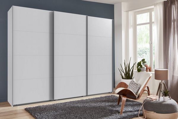 Wimex Kleiderschrank Mugano, Made in Germany, Lieferung bis in Deine Etage und Stellort (wähle Deine Ausstattung: Basic oder Premium) 3 Schwebetüren, große Größen, mit oder ohne Spiegel, Metallgriffe