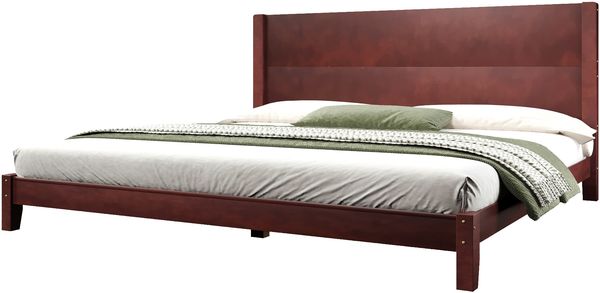 180x200 Plattformbett mit Kopfteil und Lattenrost, Braun
