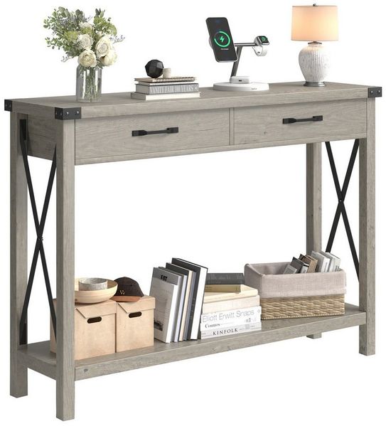GarveeMore Konsolentisch Konsolentisch,Konsole,Eingangsmöbel mit 2 Schubladen,110x30x78cm