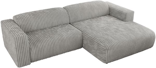 Ecksofa PASADENA, freistehendes Ecksofa, breite Armlehnen, Federsitz - rechts - Hellgrau Cord Bild 6