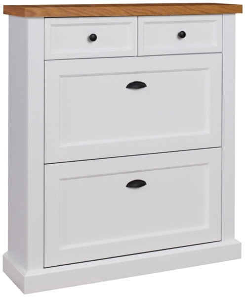 Schuhschrank Galineo Schuhkommode 97,5cm weiß MDF Eiche Natur