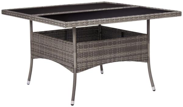 vidaXL Garten-Esstisch Grau Poly Rattan und Glas 46190