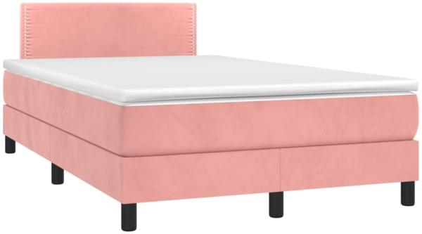 vidaXL Boxspringbett mit Matratze & LED Rosa 120x190 cm Samt 3270152