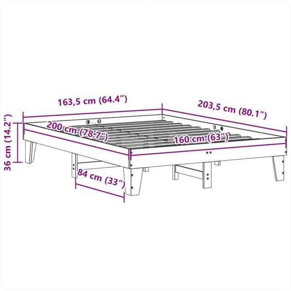 vidaXL Massivholzbett ohne Matratze Weiß 160x200 Kiefernholz 855350 Bild 9