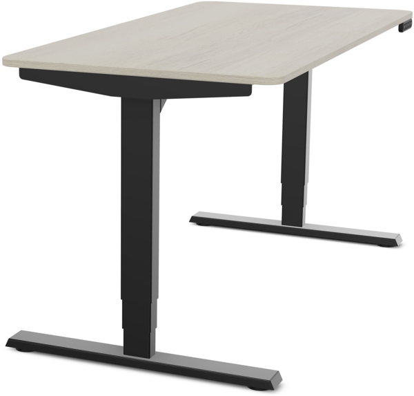 ASSMANN Elektrisch höhenverstellbarer Schreibtisch Y-Line Curved 120x70cm Eiche Polar Schwarz Metall Holz Bild 10