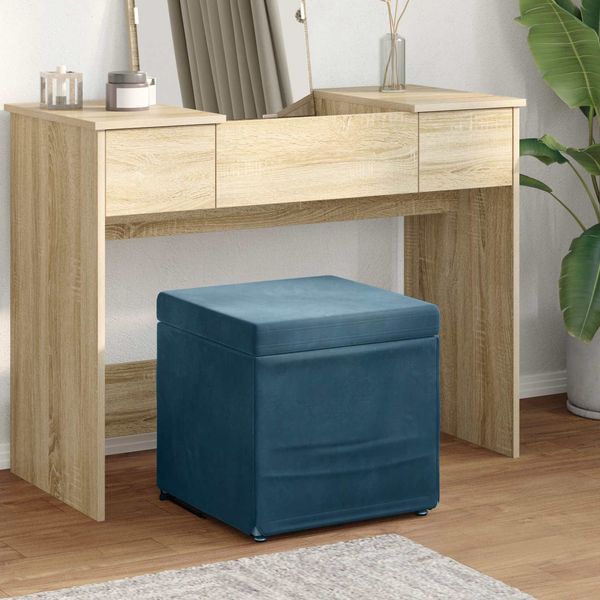 vidaXL Hocker Blau 41 x 41 x 40 cm Samt und Engineering Holz 876749