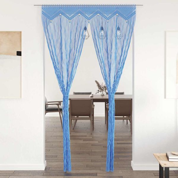 vidaXL Makramee Vorhang Blau 140x240 cm Baumwolle 323986
