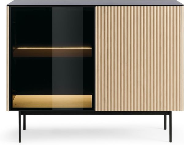 Bettso 'RITA' Kommode mit LED-Beleuchtung, Holzwerkstoff Eiche Vincenza, 84x39x107cm Bild 4